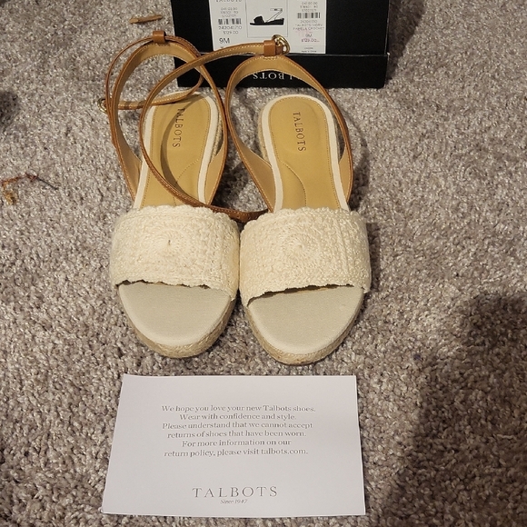 Talbots 9M Ivory PAME Brown and Cream Espadrille Sandals - Picture 4 of 6